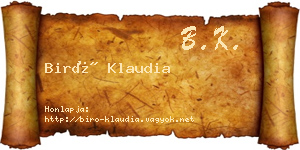 Biró Klaudia névjegykártya